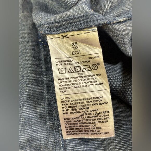 Old Navy Embroidered Boho Casual Beach Vacation Chambray Denim Mini Dress XS - Picture 7 of 10